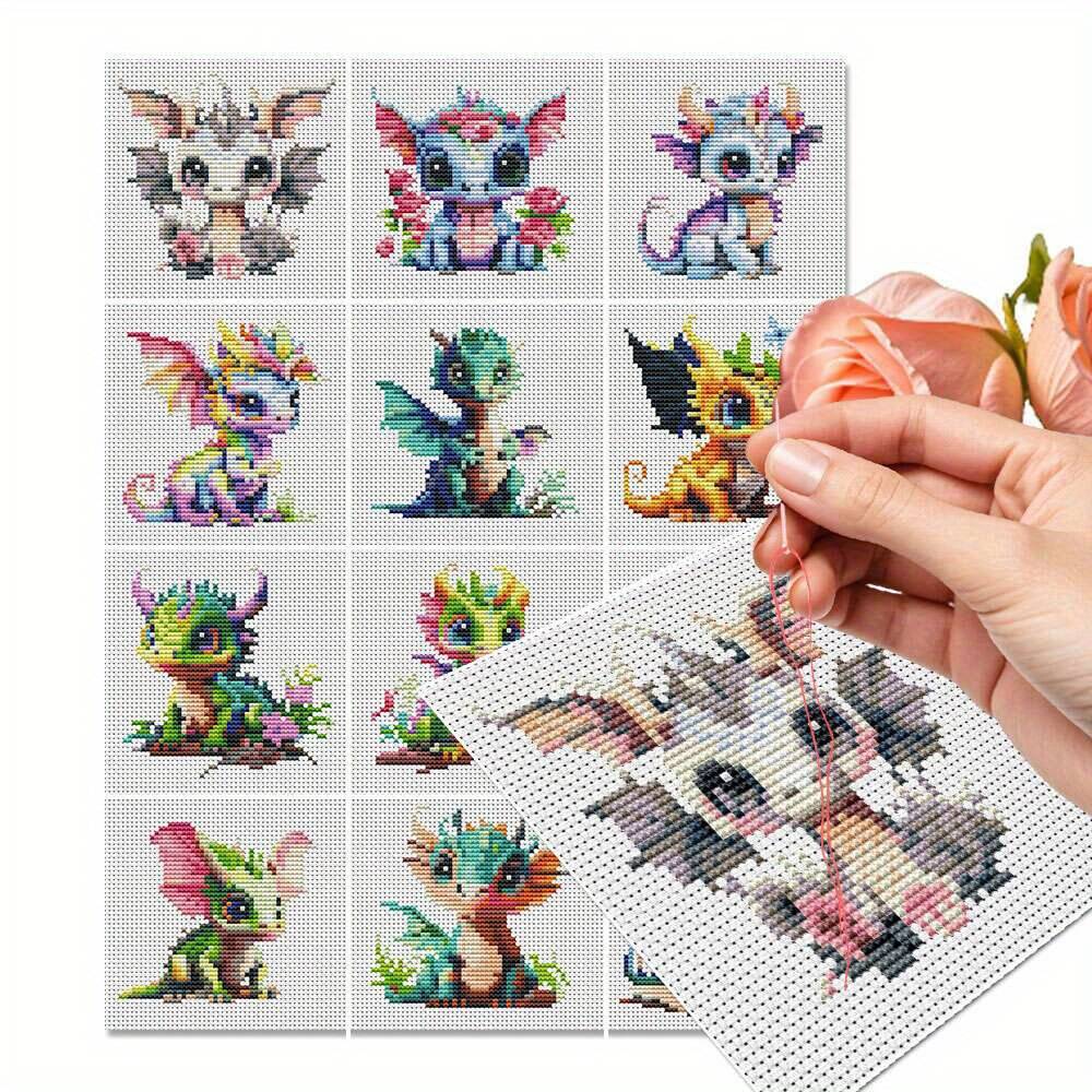 Embroidery Job - 12Pcs Drachen Kreuz Stich 11CT Gedruckt