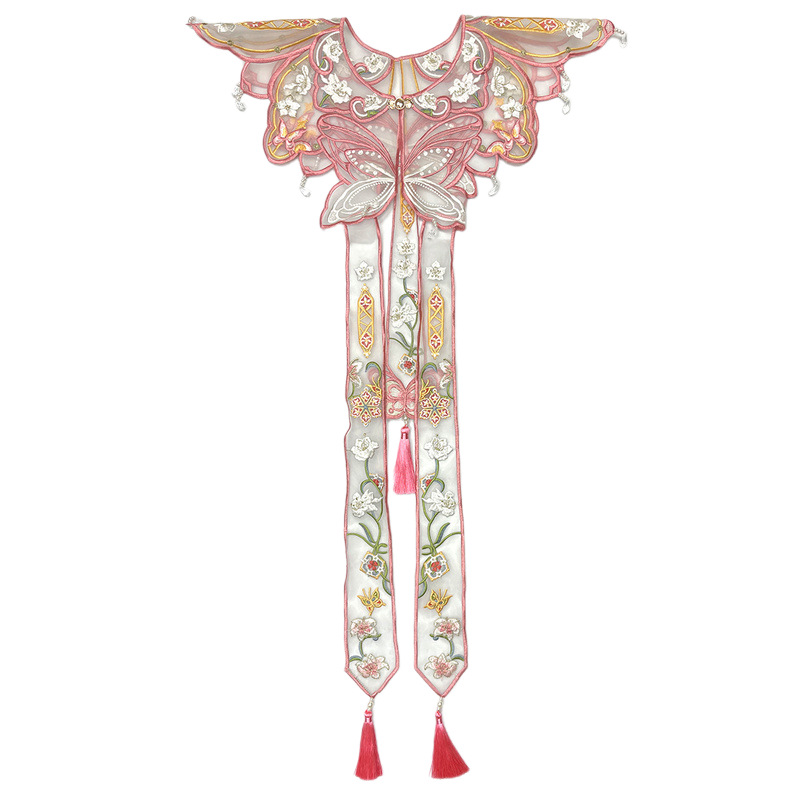 Embroidery A - Chinesisches Hanfu Yunjian Schulterkragen Schmetterlings-Stickerei Quastenschal