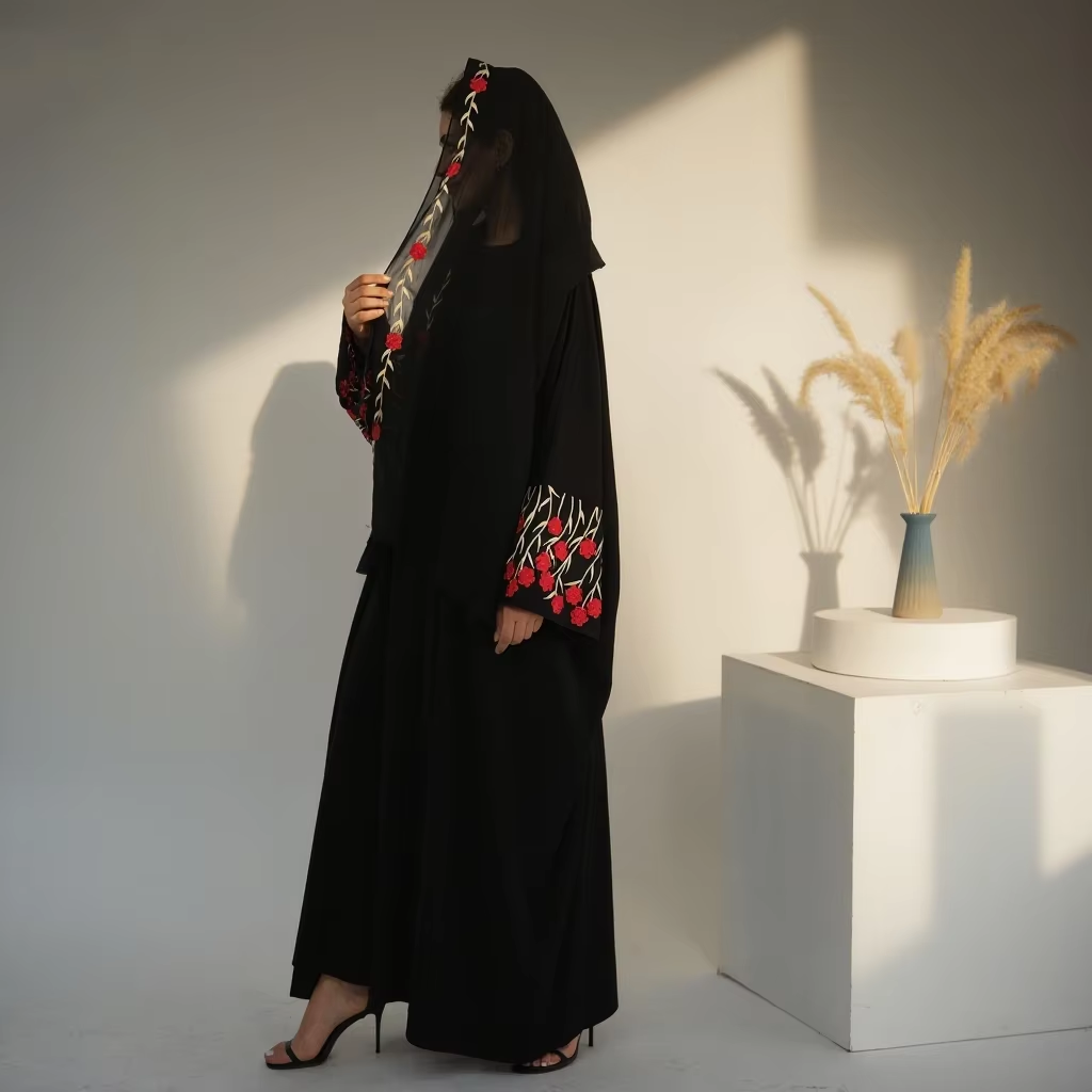 Embroidery Kebaya - Offene Abaya Dubai Stickerei Muslimischen Hijab
