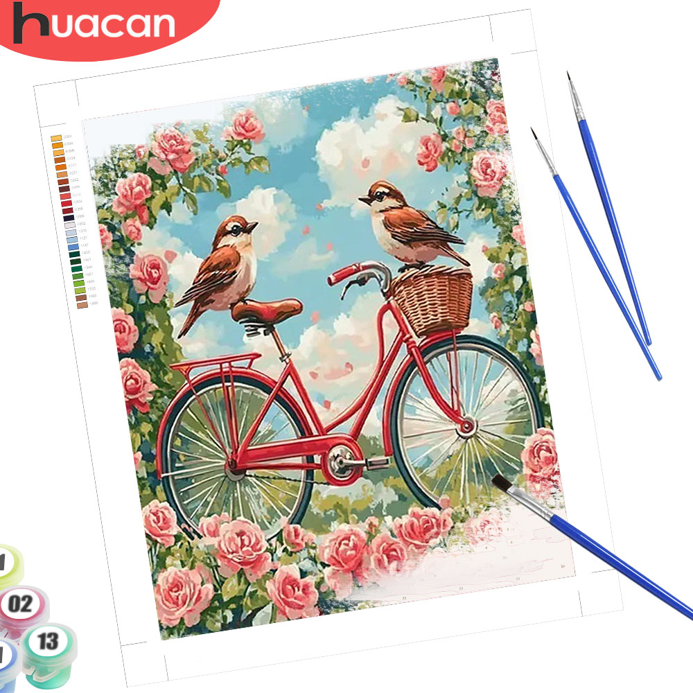 Embroidery Translate - HUACAN DIY Malen nach Zahlen Fahrrad-Landschaft