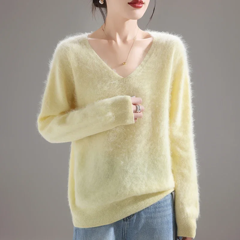 Embroidery A - 2025 Damen 100% Merinowolle Pullover, Dicker