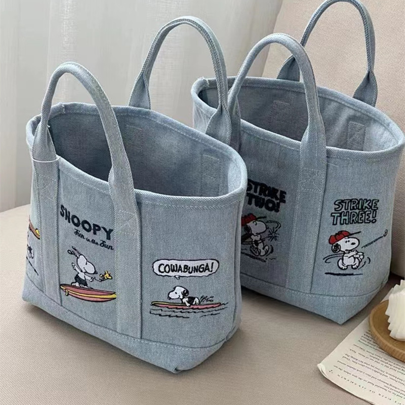 Embroidery Job - Neue Snoopy Comic Denim-Tragetasche, geräumige Canvas-Umhängetasche