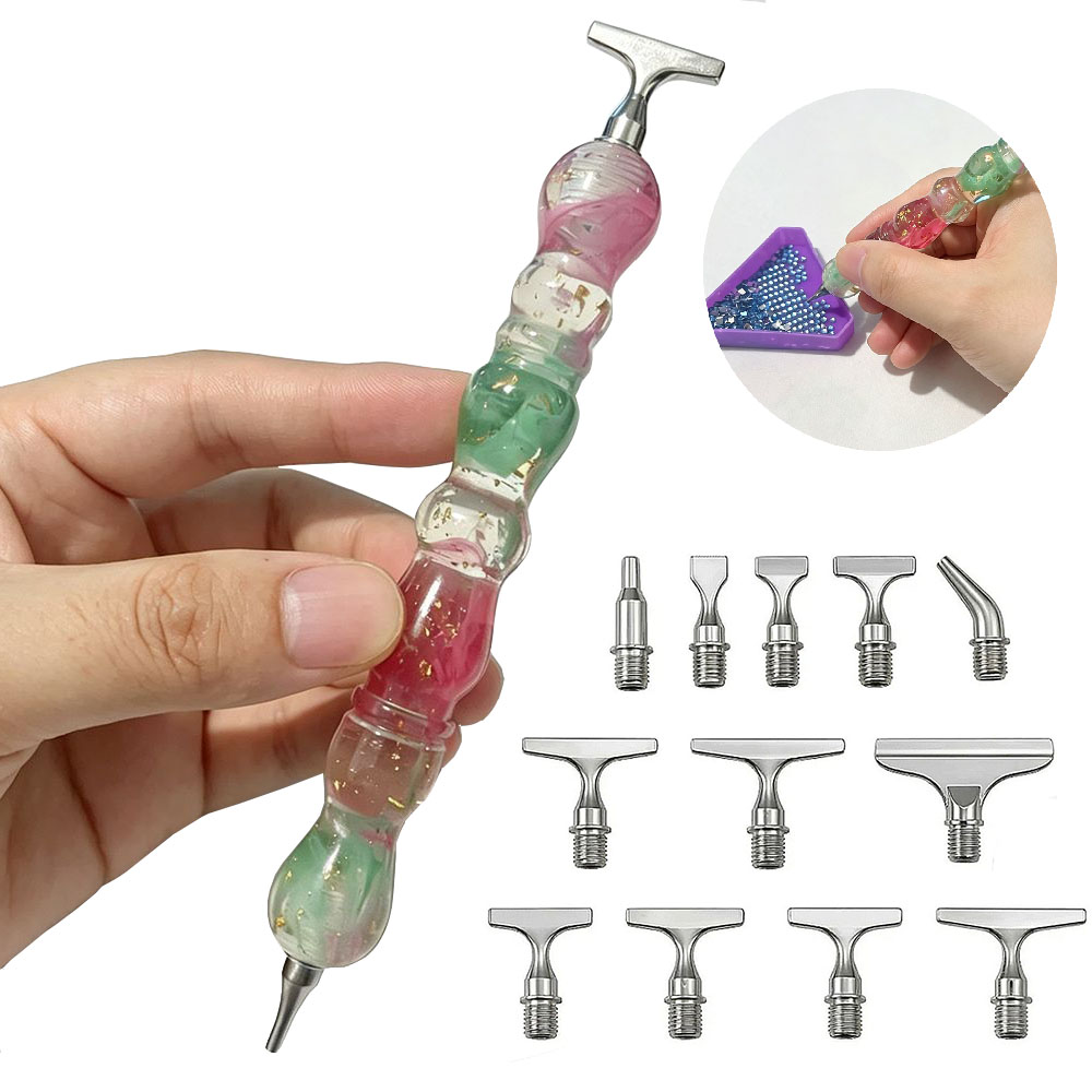 Embroidery Artwork - Neuer Sommer-Kühl-Diamantmalstift mit Metallgewinde, Stiftspitzen, Diamantstickerei-Gewindedotting-Stift,