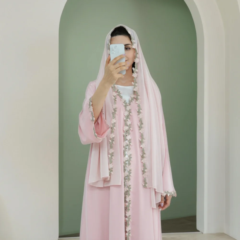 Dubai Open Abaya Muslimisches  – Embroidery Kebaya Bewertung und Preis