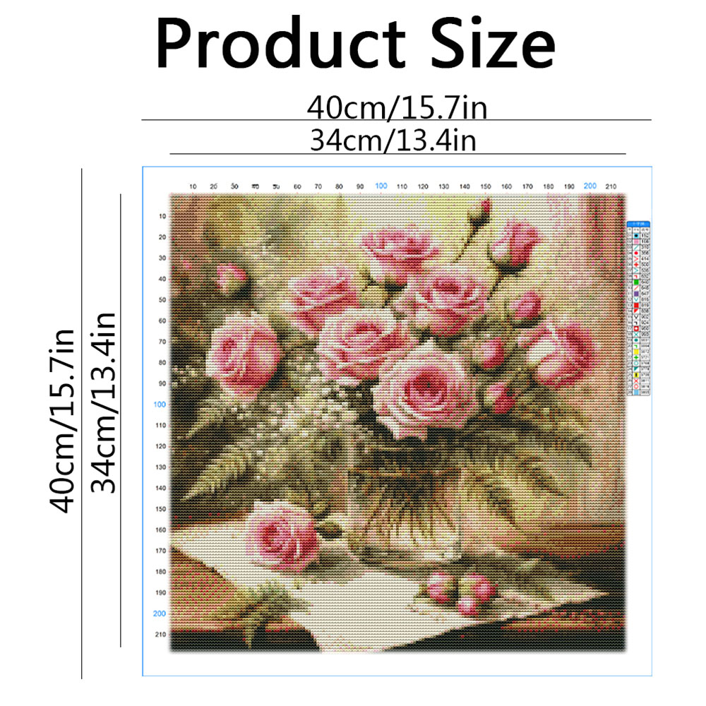 HUACAN Kreuzstich-Sets, Rosen- – Embroidery Job Bewertung und Preis