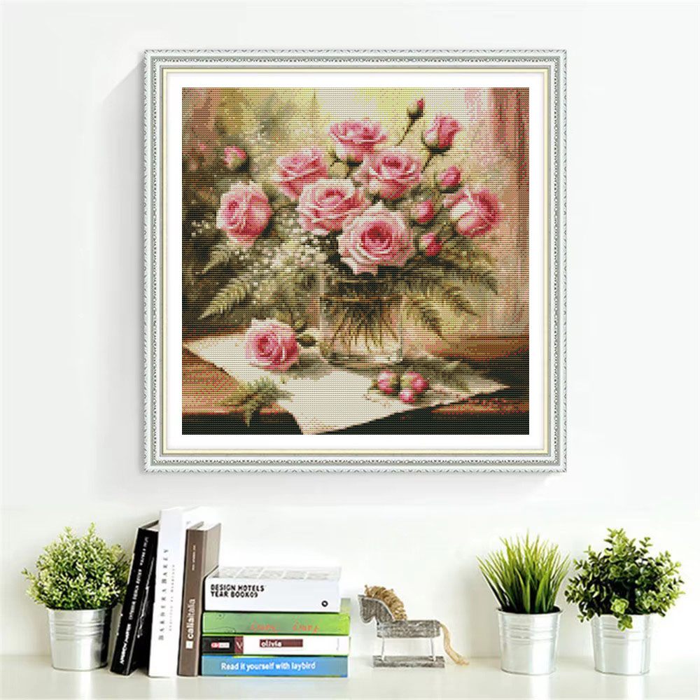 HUACAN Kreuzstich-Sets, Rosen- – Embroidery Job Bewertung und Preis