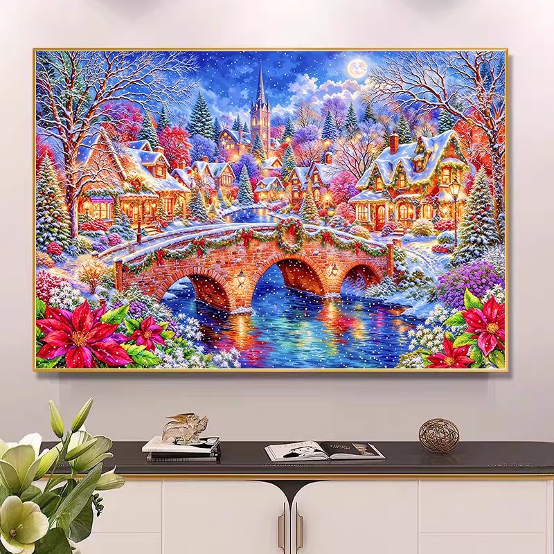 9ct 100x75cm Winter Kirchen-St – Embroidery Job Bewertung und Preis